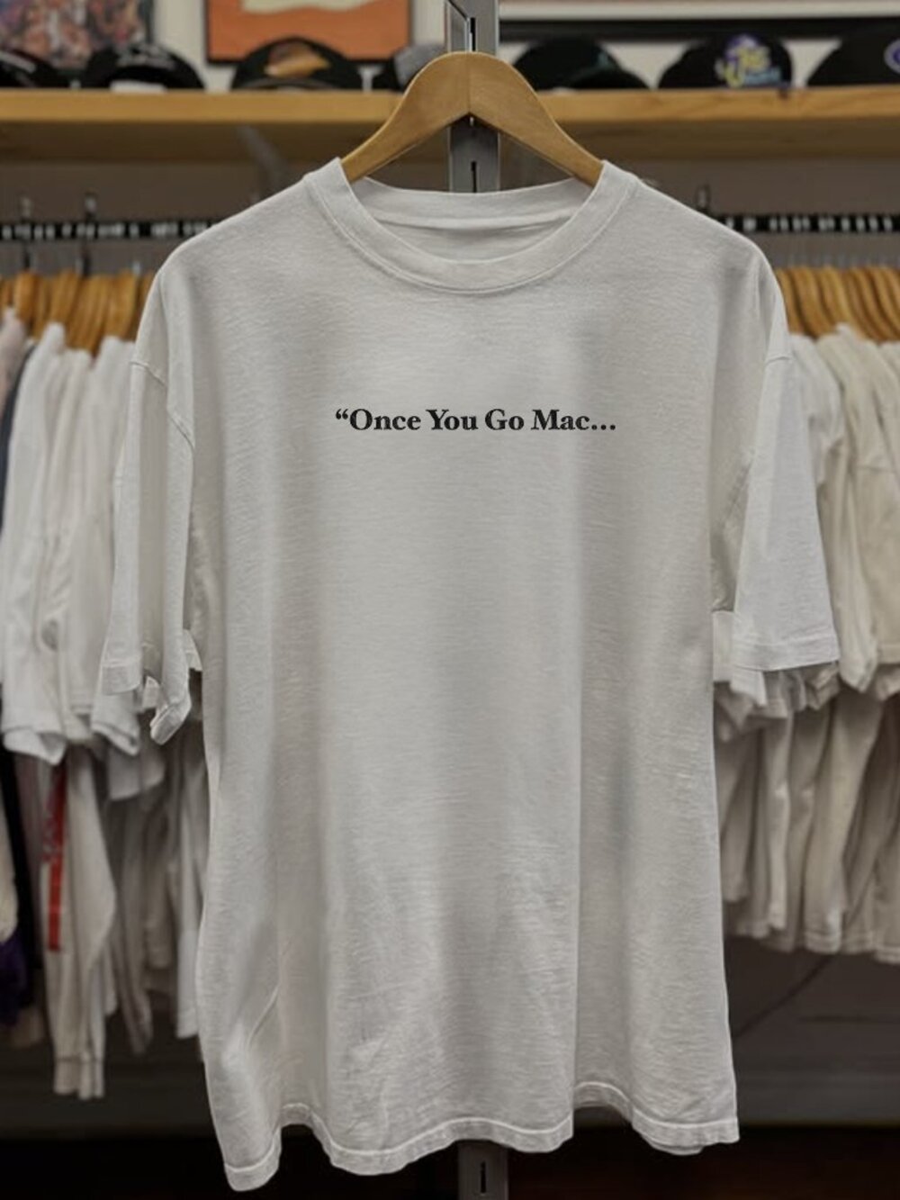 Rare Apple Once You Go Mac Washed White Tee